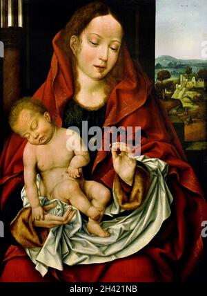 Madonna col Bambino - Madonna col Bambino di Joos van Cleve (anche Joos van der Beke) 1485 – 1540/1541 Belga, Belgio, Fiammingo, Foto Stock