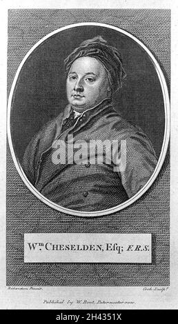 William Cheselden. Incisione di linea di Cook dopo J. Richardson. Foto Stock