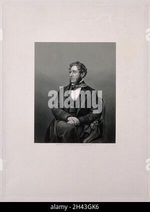 Anthony Ashley Cooper, settimo conte di Shaftesbury. Incisione a stiletto di D. J. Pound, 1858, dopo J. Mayall. Foto Stock