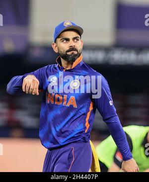 DUBAI, UAE, 0CT 31, 2021: Coppa DEL MONDO ICC T20 : India vs Nuova Zelanda : Virat Kohli durante la Coppa del mondo ICC Cricket T20 nello Stadio Internazionale di Cricket di Dubai Domenica. Photo : Seshadri sukumar Credit: Seshadri SUKUMAR/Alamy Live News Foto Stock