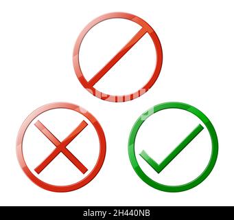 Round No - Cross - Tick Symbol - Illustrazione come file EPS 10 Illustrazione Vettoriale