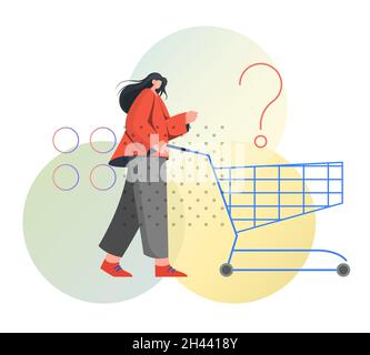 Retail Therapy - Donna con Carrello - Illustrazione come EPS 10 file Illustrazione Vettoriale