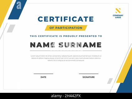 Design piatto del modello di certificato geometrico astratto, apprezzamento per il business e l'istruzione. Illustrazione Vettoriale