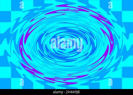 Illustrazione digitale del vortice astratto, motivo di vortice colorato senza cuciture in blu e viola Foto Stock