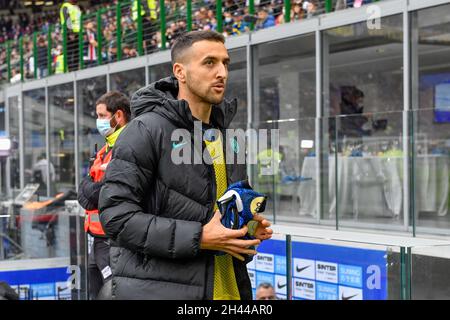 Milano, Italia. 31 ottobre 2021. Matias Vecchio dell'Inter ha visto davanti alla Serie una partita tra Inter e Udinese a Giuseppe Meazza di Milano. (Photo Credit: Gonzales Photo/Alamy Live News Foto Stock