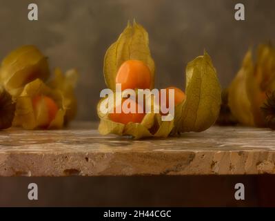 Cibo Still-life Capo Gooseberry (Physalis peruviana) Foto Stock
