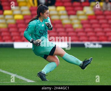 Watford, Regno Unito. 31 ottobre 2021. DAGENHAM, INGHILTERRA - OTTOBRE 31: Georgia Ferguson of Watford Ladies durante il Barclays fa Women's Championship match tra Watford e Crystal Palace al Vicarage Road Stadium di Watford il 31 Ottobre 2021 Credit: Action Foto Sport/Alamy Live News Foto Stock