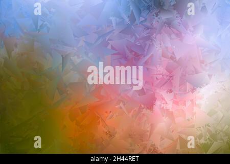 Sfondo verde, giallo, blu arancione con aree luminose e brina Foto Stock