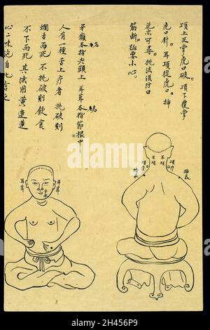 C19 disegno cinese dell'inchiostro: Posizione dei vari boils Foto Stock