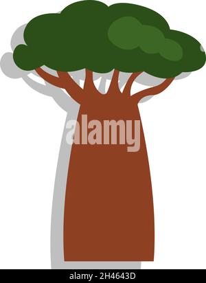 Baobab africano, illustrazione, vettore, su sfondo bianco. Illustrazione Vettoriale