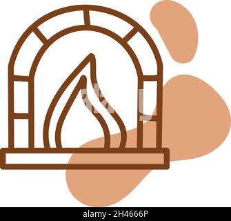 Forno fuoco buca, illustrazione, vettore, su uno sfondo bianco. Illustrazione Vettoriale