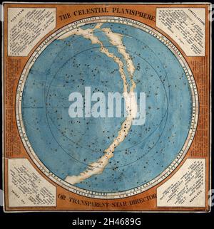 Astronomia: Una mappa delle stelle del cielo notturno. Incisione colorata, 1777. Foto Stock