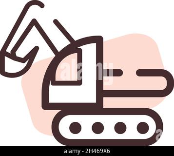 Escavatore rosa, illustrazione, vettore, su sfondo bianco. Illustrazione Vettoriale