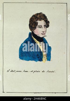 Incisione colorata a mano: il jeune etait... Foto Stock