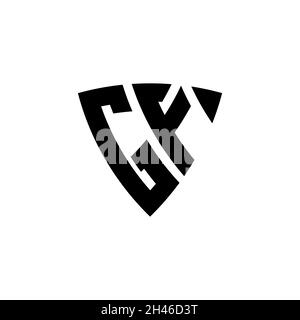 Lettera del logo GF monogramma con forma a scudo triangolare, isolata su sfondo bianco. Logo a monogramma triangolare, logo a monogramma schermato, logo a triangolo s. Illustrazione Vettoriale