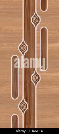 Porte realistiche. Ingresso casa in legno 3D, ingresso interno ufficio color marrone lucido. Illustrazione porta d'ingresso su sfondo bianco Foto Stock