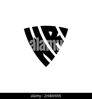 Lettera con logo WR Monogram con forma a scudo triangolare, isolata su sfondo bianco. Logo a monogramma triangolare, logo a monogramma schermato, logo a triangolo s. Illustrazione Vettoriale