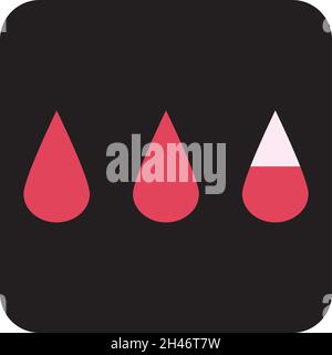 Gocce mestruali, illustrazione, vettore, su sfondo bianco. Illustrazione Vettoriale