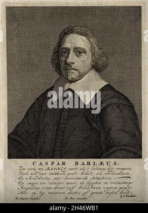 Caspar van Baerle [Barlæus]. Incisione linea di P. Sluyter. Foto Stock