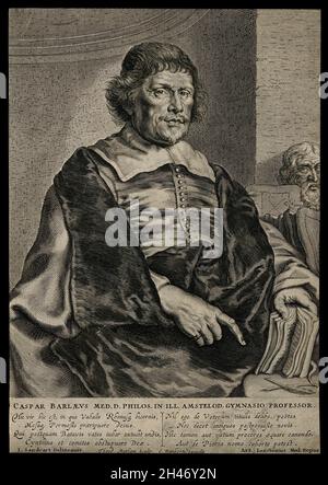 Caspar van Baerle [Barlæus]. Incisione di linea di T. Matham dopo J. Sandrart. Foto Stock