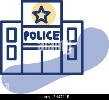 Stazione di polizia, illustrazione, vettore, su sfondo bianco. Illustrazione Vettoriale