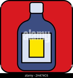 Bottiglia di cognac, illustrazione, vettore, su sfondo bianco. Illustrazione Vettoriale