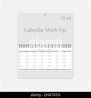 Calendario a spirale a parete vuoto per qualsiasi anno. Modello vettoriale per la progettazione Illustrazione Vettoriale