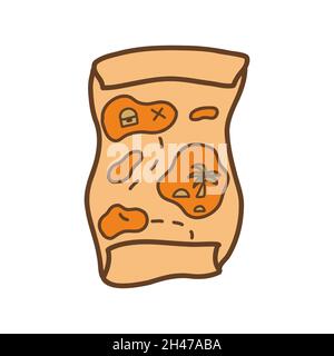 Mappa dell'isola del tesoro. Rotolo di carta. Disegno a mano isolato vettoriale colorato Illustrazione Vettoriale