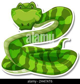 Snake personaggio cartoon su sfondo bianco illustrazione Illustrazione Vettoriale