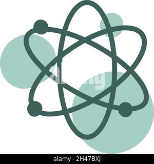 Atomo chimico, illustrazione, vettore, su sfondo bianco. Illustrazione Vettoriale