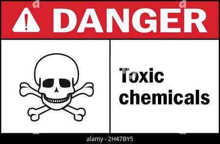 Segnale di pericolo per sostanze chimiche tossiche. Simboli e segni di avvertenza sulle sostanze chimiche. Illustrazione Vettoriale