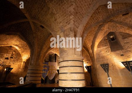 Israele, Acre, i crociati sotterranei cavalieri sale nel vecchio Akko Foto Stock