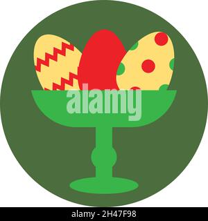 Uovo di Pasqua in vassoio, illustrazione, vettore, su sfondo bianco. Illustrazione Vettoriale