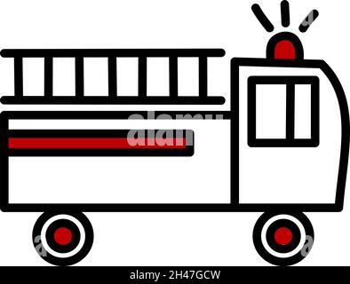 Camion dei pompieri, illustrazione, vettore, su sfondo bianco. Illustrazione Vettoriale