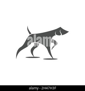 Modello di logo con silhouette per cani Vector Illustrator. Profilo del cane per icone, simboli del logo per la cura degli animali, cibo per animali, veterinario. Logo veterinario templa Illustrazione Vettoriale