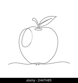 Apple. Disegno a una linea. Mela vettoriale in stile linea Illustrazione Vettoriale