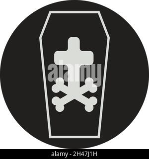 Coffin di Halloween, illustrazione, vettore, su sfondo bianco. Illustrazione Vettoriale