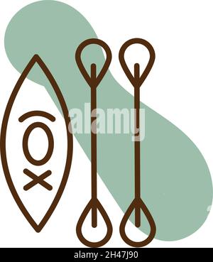 Gita in canoa, illustrazione, vettore, su sfondo bianco. Illustrazione Vettoriale