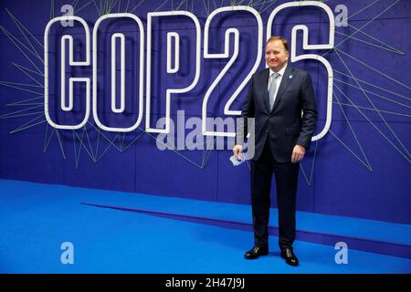 Il primo ministro svedese Stefan Lofven arriva al vertice del Cop26 presso lo Scottish Event Campus (SEC) a Glasgow. Data foto: Lunedì 1 novembre 2021. Foto Stock