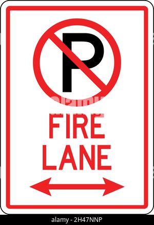 Cartello zona di traino Fire Lane. Segnali e simboli di parcheggio. Illustrazione Vettoriale