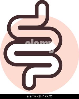 Intestino umano, illustrazione, vettore, su sfondo bianco. Illustrazione Vettoriale