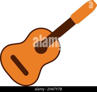 Chitarra acustica, illustrazione, vettore, su sfondo bianco. Illustrazione Vettoriale