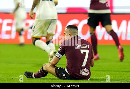 SALERNO, ITALIA - OTTOBRE 31: Franck Ribery degli Stati Uniti Salernitana delusa, durante la serie Una partita tra US Salernitana e SSC Napoli allo Stadio Arechi il 2021 ottobre a Salerno, Italia. (Foto tramite MB Media) Foto Stock