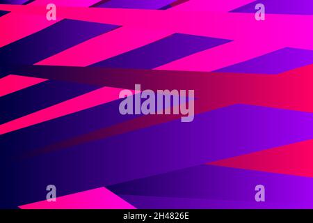 Grafica di copertina minimale, design dello spazio di copia. Colore sfumato rosa neon viola. Linee di campitura geometrica della trama astratta degli anni '80. Strisce dinamiche fluide trendy Illustrazione Vettoriale