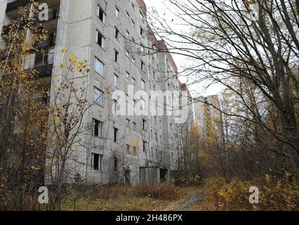 Appartamenti sovietici nella città fantasma di Pripyat Foto Stock