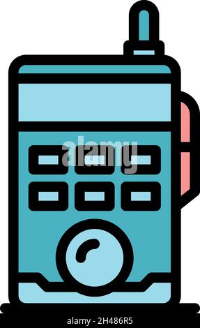 Icona walkie talkie. Contorno walkie talkie vettore icona colore piatto isolato Illustrazione Vettoriale