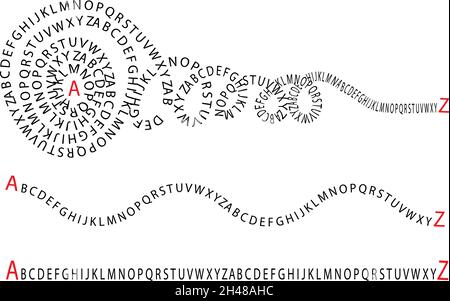Un percorso aggrovigliato da alfabeto o Letters.The concetto di semplificare una confusione o strada in psicoterapia. Illustrazione Vettoriale