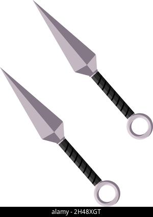 Ninja kunai, illustrazione, vettore su sfondo bianco. Illustrazione Vettoriale