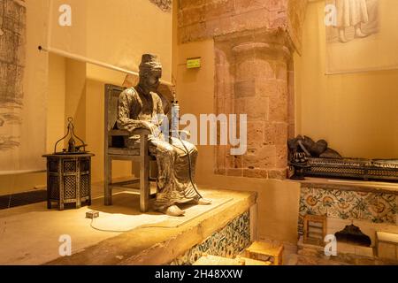 Interno del bagno turco ricostituito del 18 ° secolo Hamam al Pasha [al-Basha] a Acre, Israele Foto Stock