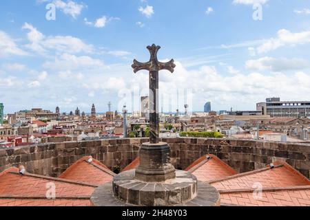 Attraversa la cupola della Cattedrale di Santa Croce e Sant'Eulalia a Barcellona Foto Stock